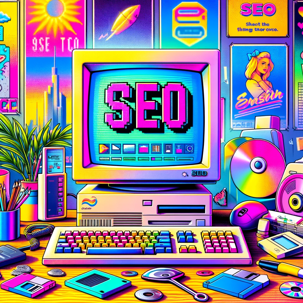 90s SEO Free old-school SEO computer image for retro search engine optimization content