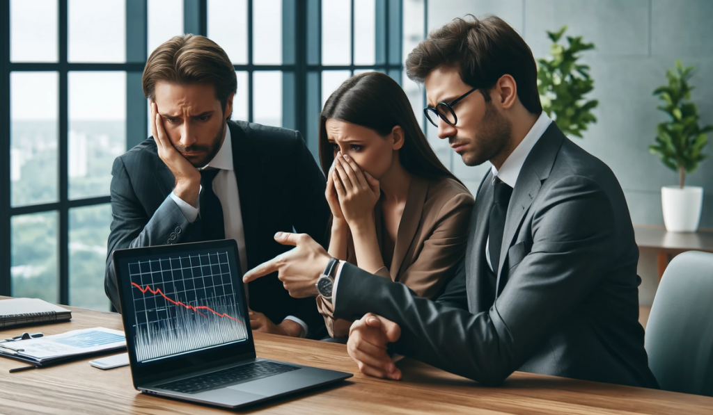 Sad SEO people reacting to a Google organic traffic decrease